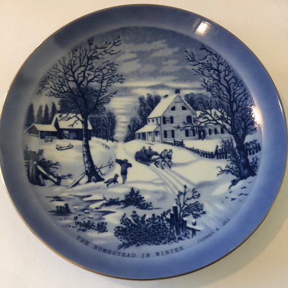 Vintage Currier & Ives Homestead in Winter Plate - Picture 3 of 3
